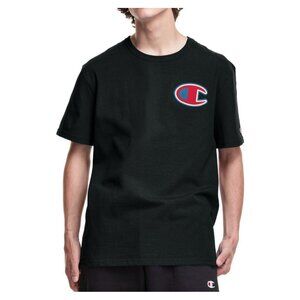 Champion Big C Logo Short Sleeve Crew T-Shirt Men's Medium Black 90's Style